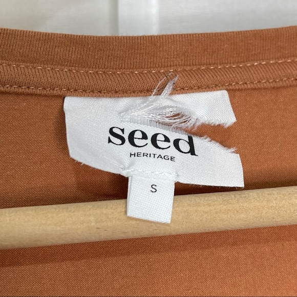 SOLD Seed Heritage Tan Beige Draped Tie Dress S - Picture 7 of 8